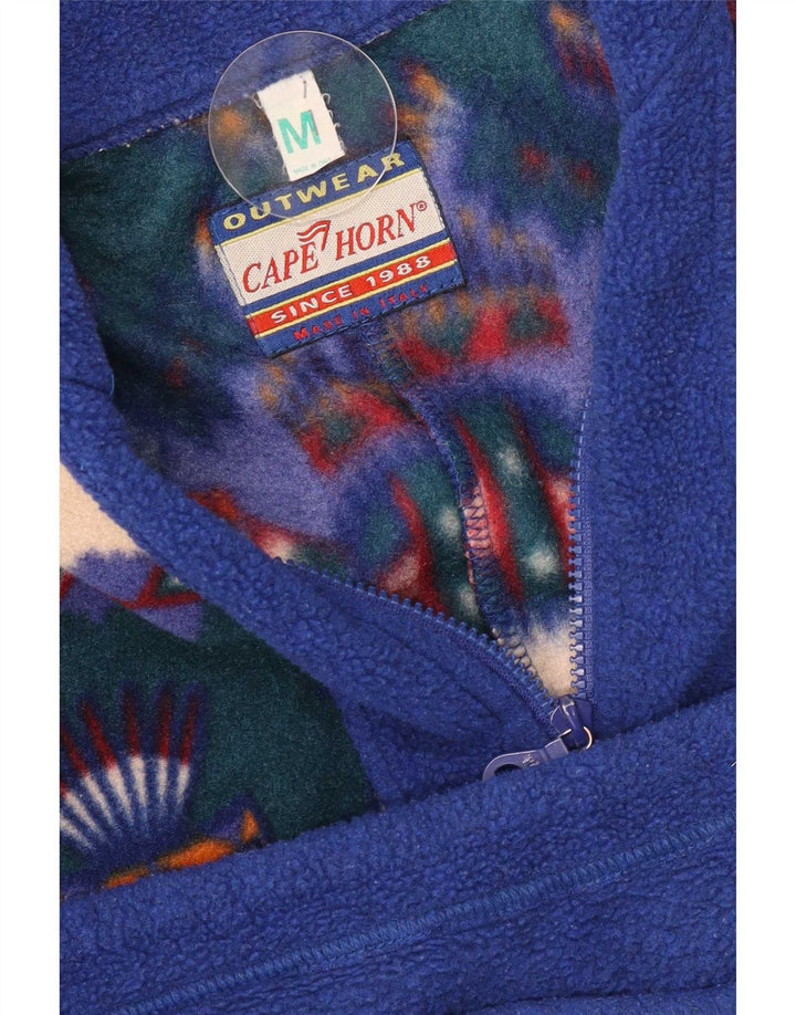 Cape Horn Mens Zip Neck Fleece Jumper Medium Blue Geometric Polyester