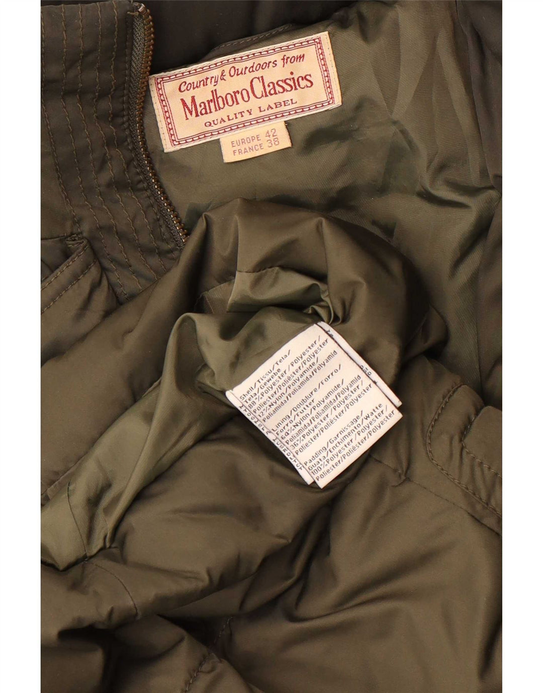Marlboro Classics Womens Hooded Padded Coat EU 38 Medium Khaki Polyester