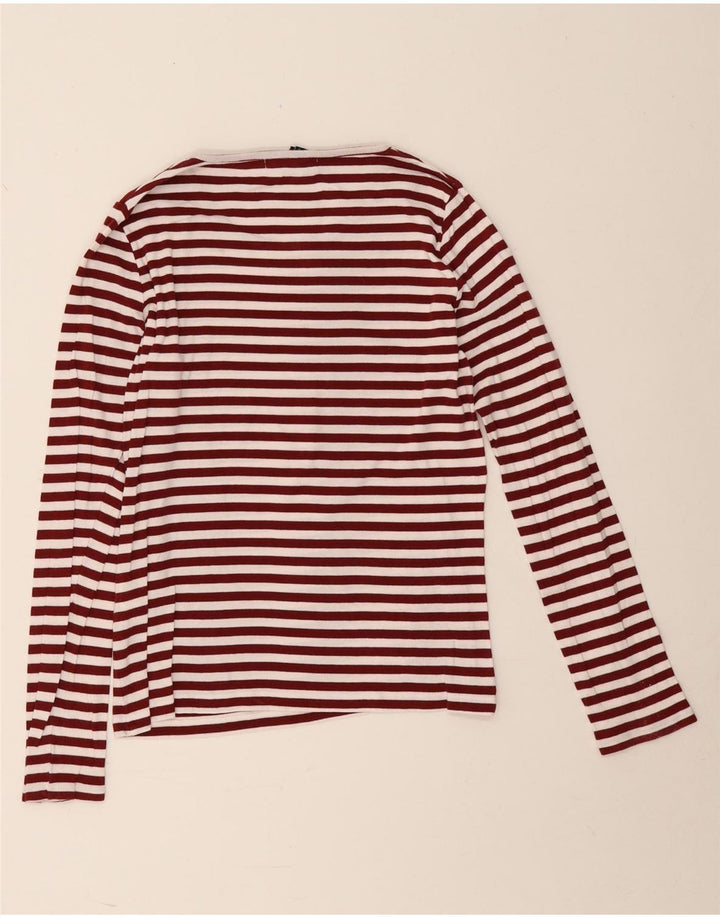 Gant Womens Top Long Sleeve UK 12 Medium Burgundy Striped