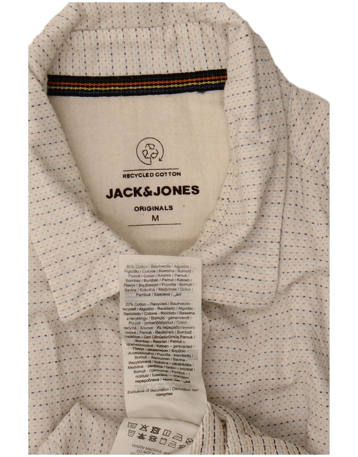 Jack & Jones Mens Short Sleeve Shirt Medium Off White Spotted Cotton