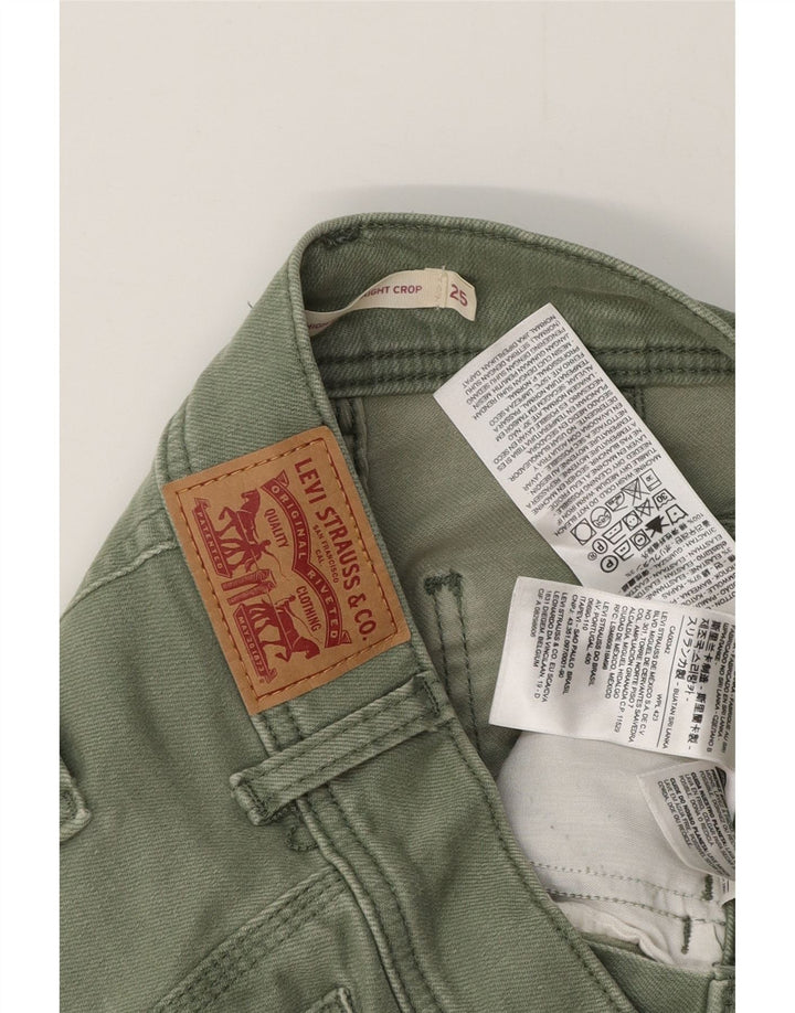 LEVI'S Womens 724 Crop High Rise Straight Jeans W25 L25 Green Cotton