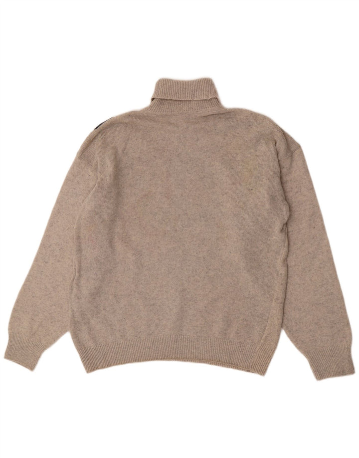 Tom Tino Mens Roll Neck Jumper Sweater IT 50 Medium Grey Argyle/Diamond