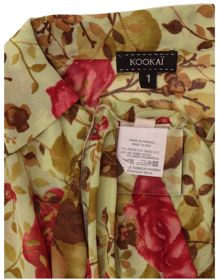 Kookai Womens Long Sleeve Shirt Dress Size 1 Small Green Floral Bohemian