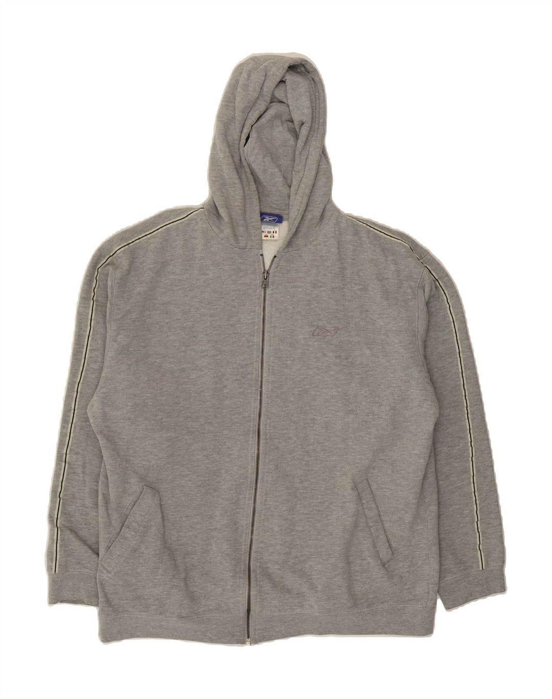 REEBOK Mens Zip Hoodie Sweater Large Grey Cotton Vintage Reebok and Second-Hand Reebok from Messina Hembry 