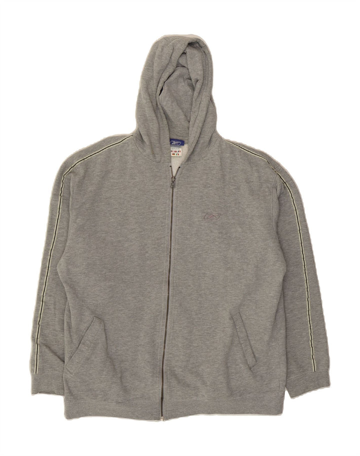 REEBOK Mens Zip Hoodie Sweater Large Grey Cotton Vintage Reebok and Second-Hand Reebok from Messina Hembry 