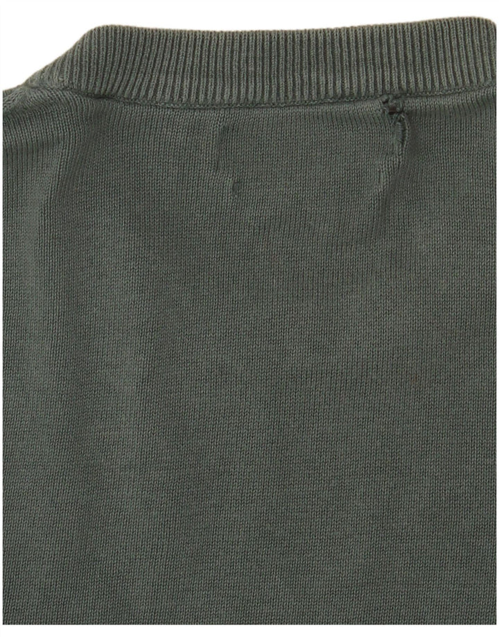 Marks & Spencer Mens Crew Neck Jumper Sweater Medium Green Cotton