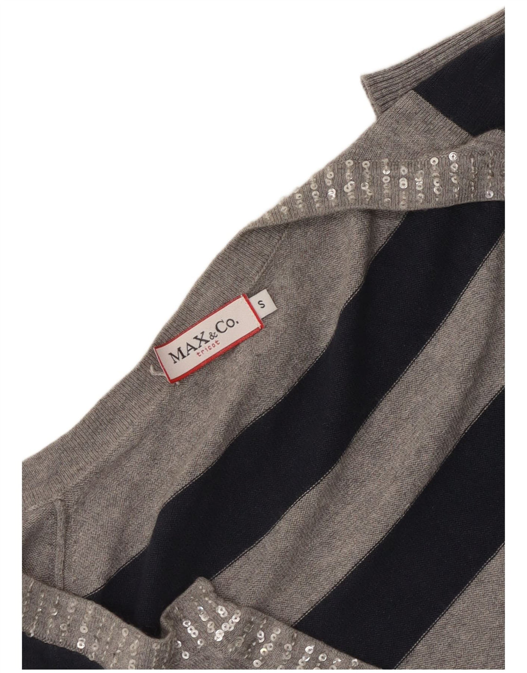 Max & Co. Womens V-Neck Jumper Sweater UK 10 Small Grey Striped