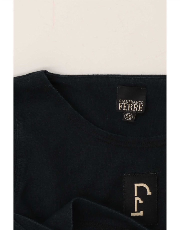 Gianfranco Ferre Mens Graphic Top Long Sleeve IT 50 Medium Navy Blue