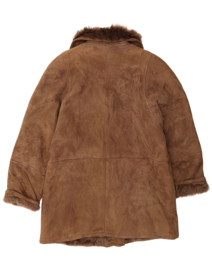 Vintage Womens Shearling Jacket IT 46 Large Brown Classic