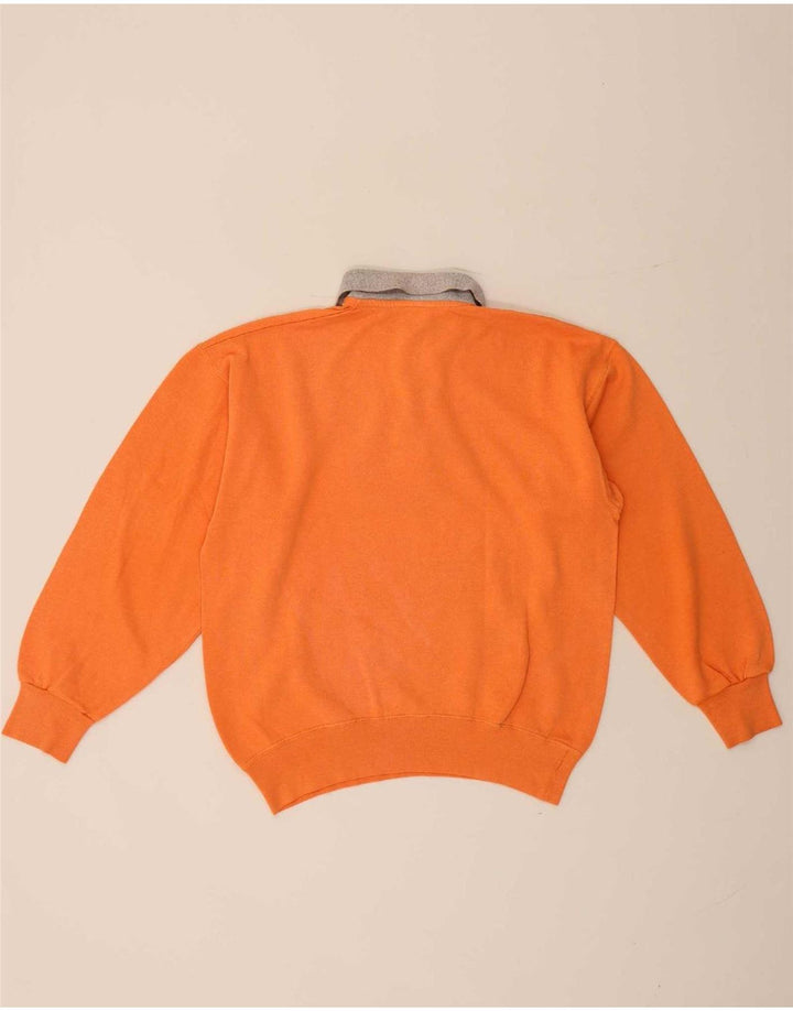 Champion Mens Polo Neck Sweatshirt Jumper Medium Orange