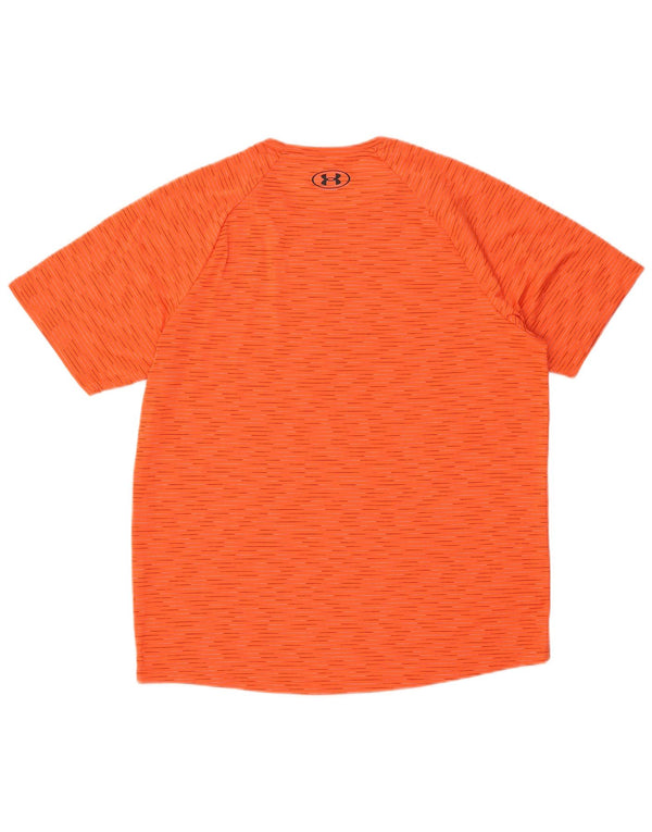 UNDER ARMOUR Mens T-Shirt Top Large Orange Pinstripe