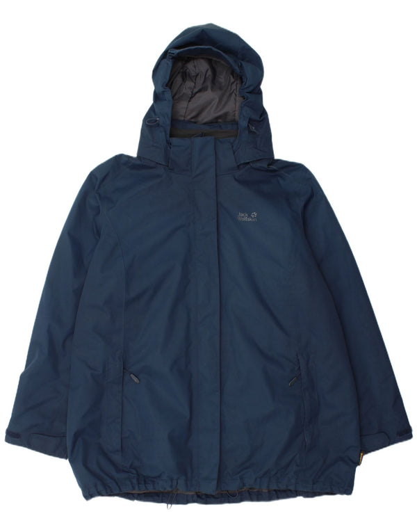JACK WOLFSKIN Womens Hooded Windbreaker Jacket UK 24 4XL Navy Blue