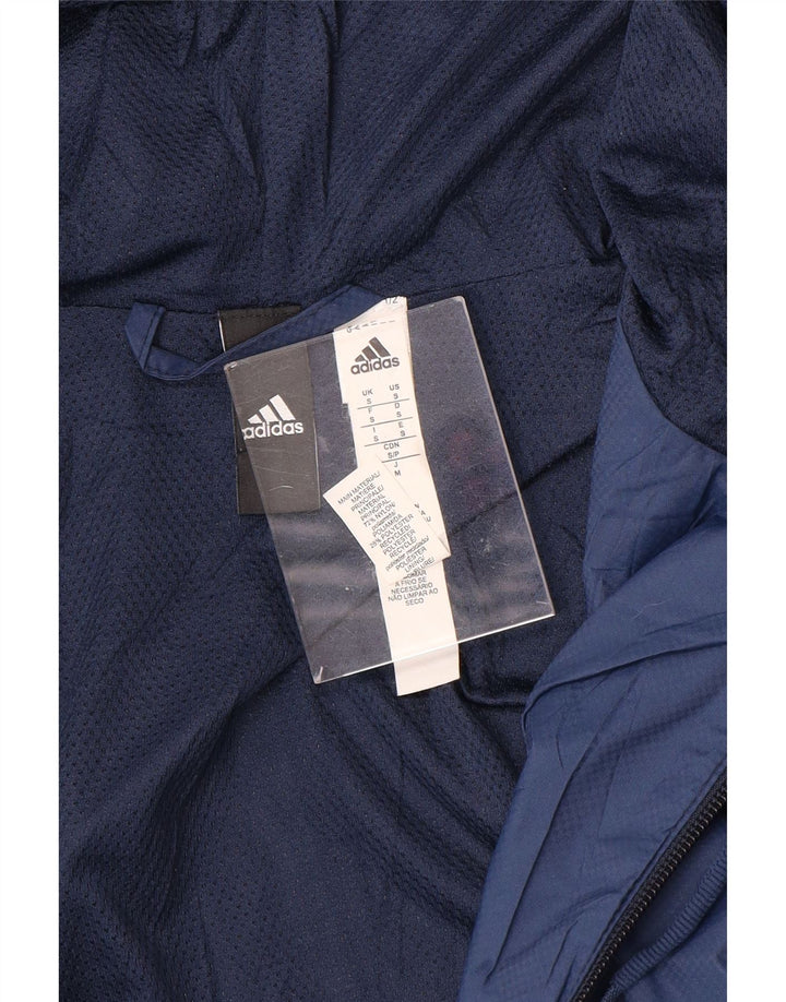 ADIDAS Mens Hooded Tracksuit Top Jacket UK 36 Small Navy Blue Polyester
