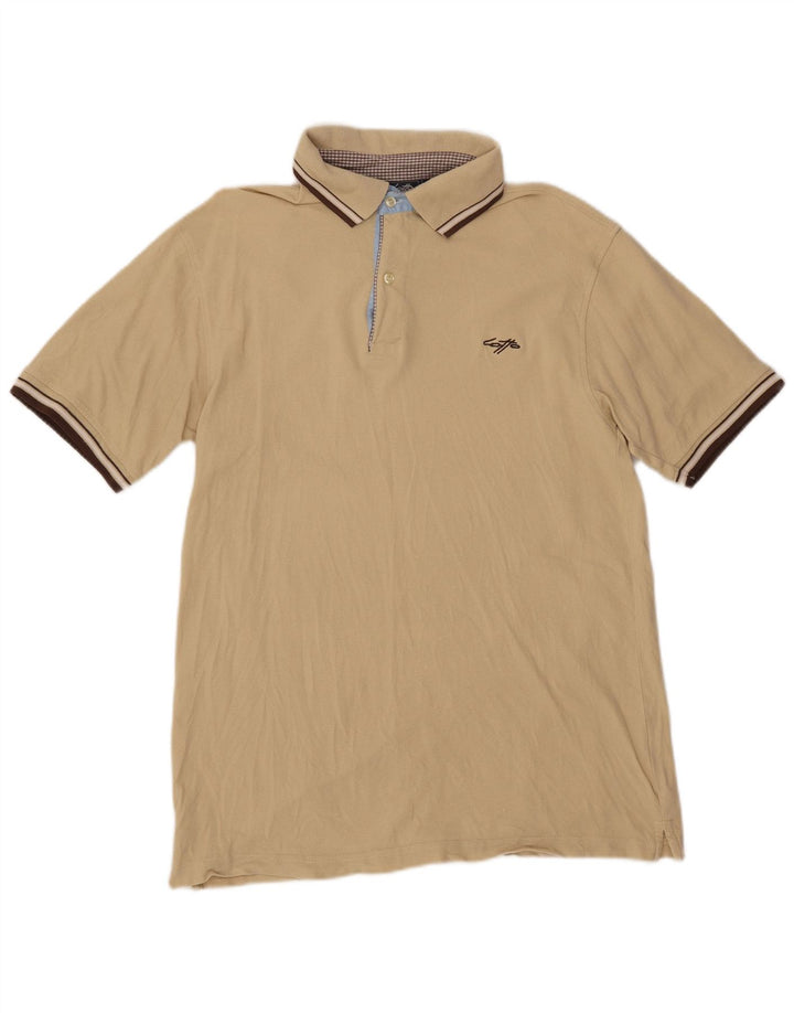LOTTO Mens Polo Shirt Large Beige Cotton