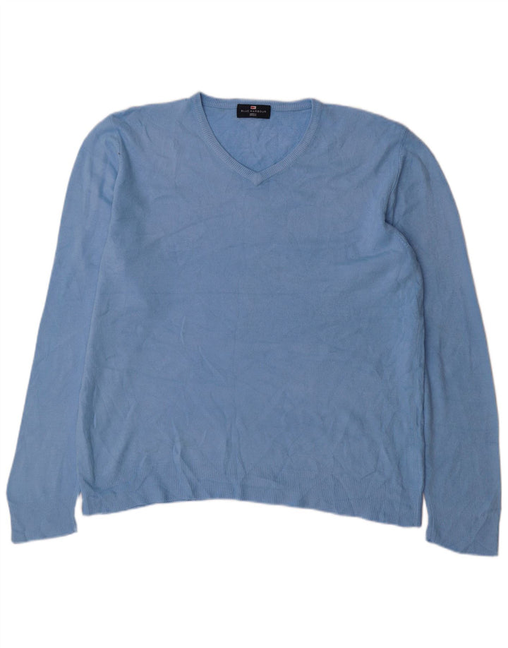 Marks & Spencer Mens Blue Harbour V-Neck Jumper Sweater Large Acrylic