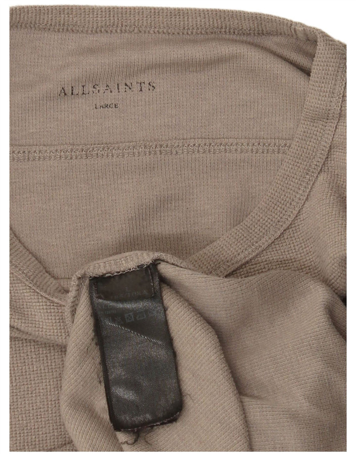 All Saints Mens Top Long Sleeve Large Grey Polyester