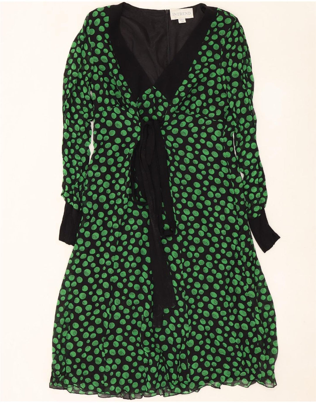 Max Mara Womens Intrend Long Sleeve A-Line Dress UK 12 Medium Black Spotted