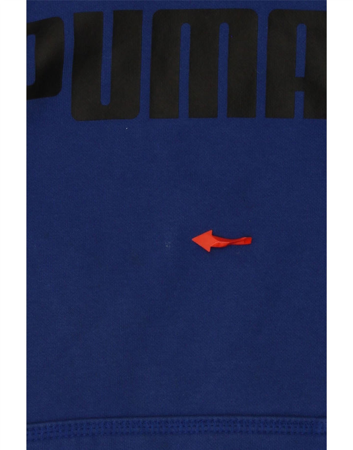 PUMA Mens Graphic Hoodie Jumper Small Blue Cotton