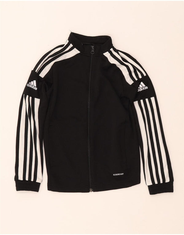ADIDAS Boys Primegreen Graphic Tracksuit Top Jacket 9-10 Years Black
