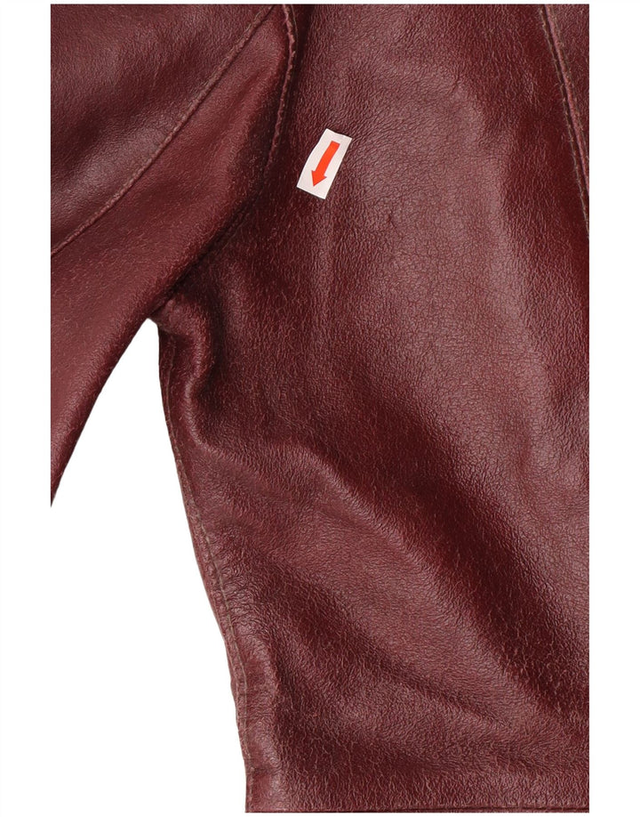 Womens Leather Jacket UK 10 Small Maroon Leather