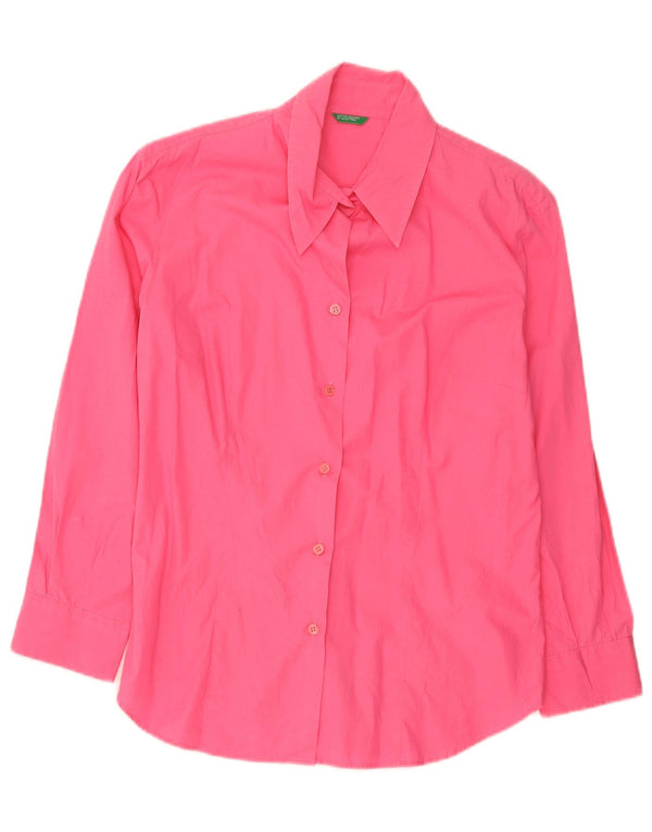 Benetton Womens Shirt Large Pink Cotton