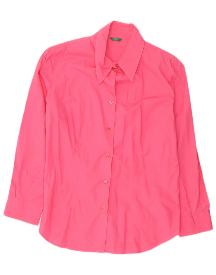 Benetton Womens Shirt Large Pink Cotton