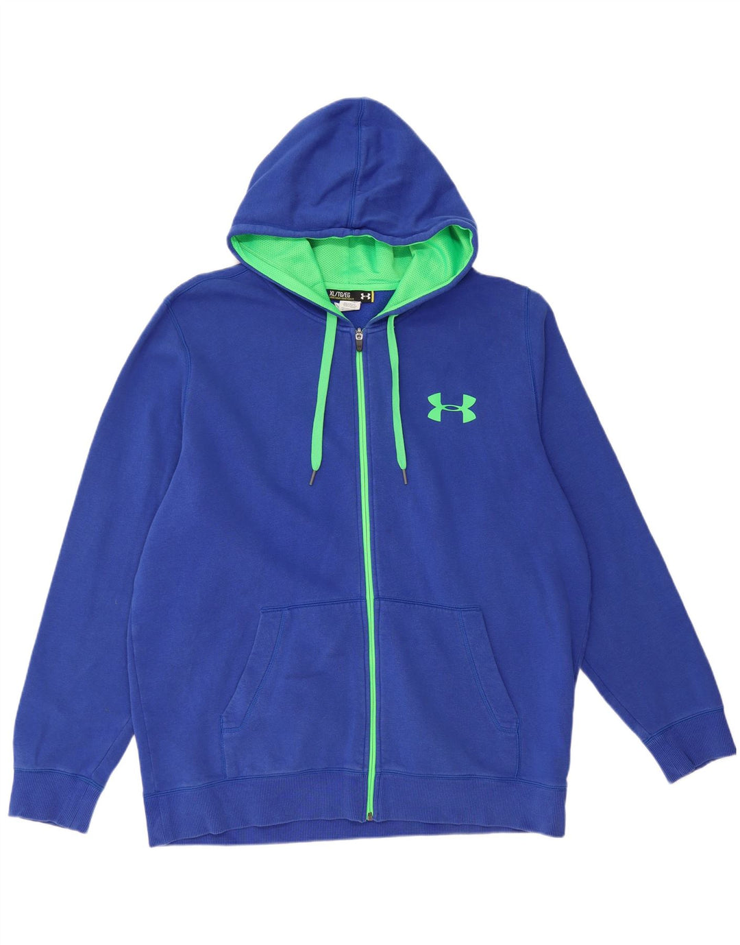 UNDER ARMOUR Mens Zip Hoodie Sweater XL Blue Cotton