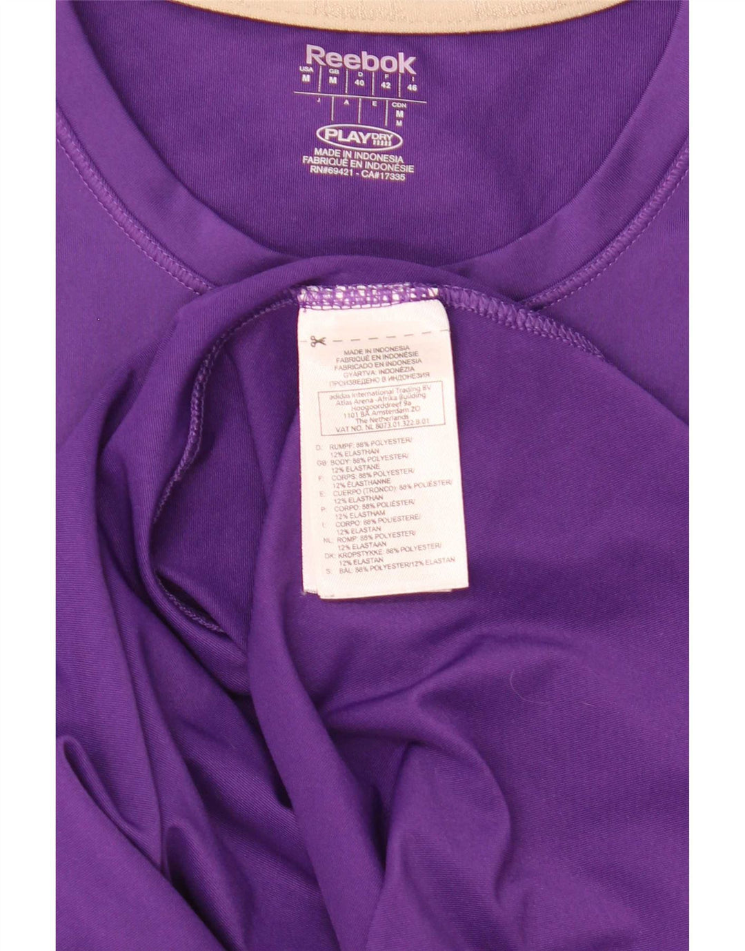Reebok Womens T-Shirt Top UK 12 Medium Purple Polyester