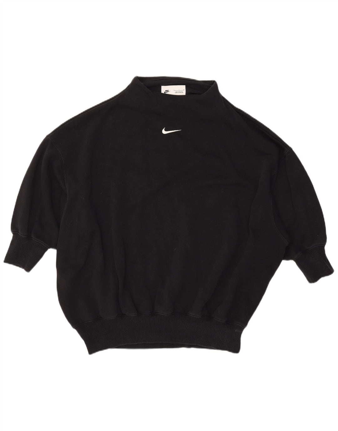 NIKE Womens 3/4 Sleeve Oversized Sweatshirt Jumper UK 10 Small Black