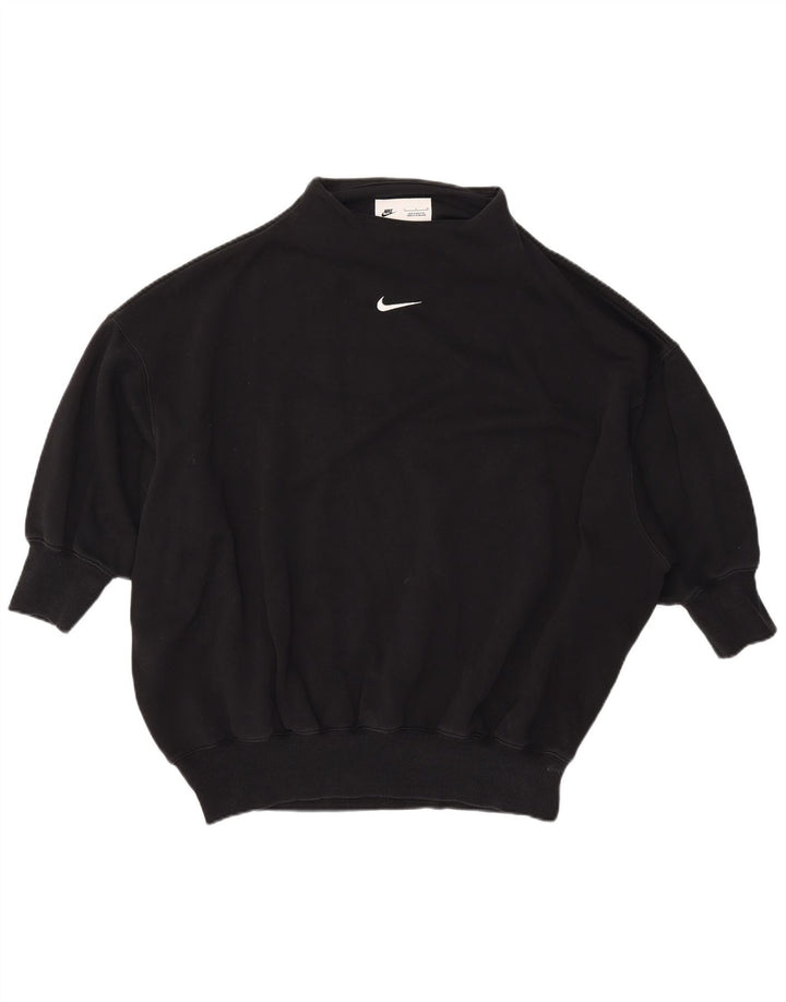 NIKE Womens 3/4 Sleeve Oversized Sweatshirt Jumper UK 10 Small Black