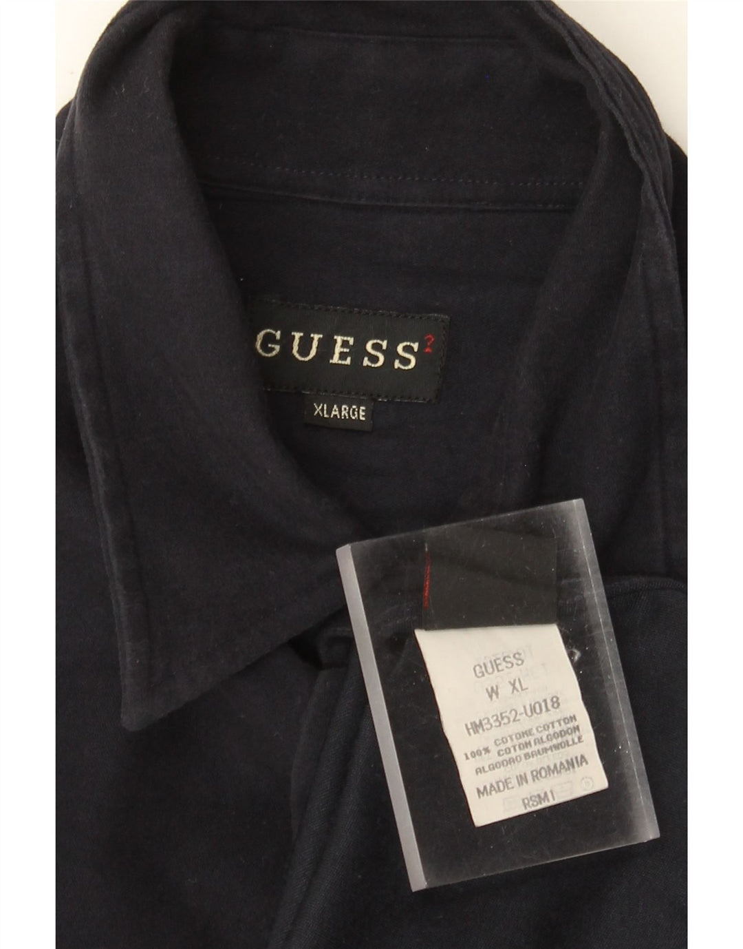 Guess Mens Shirt XL Navy Blue Cotton