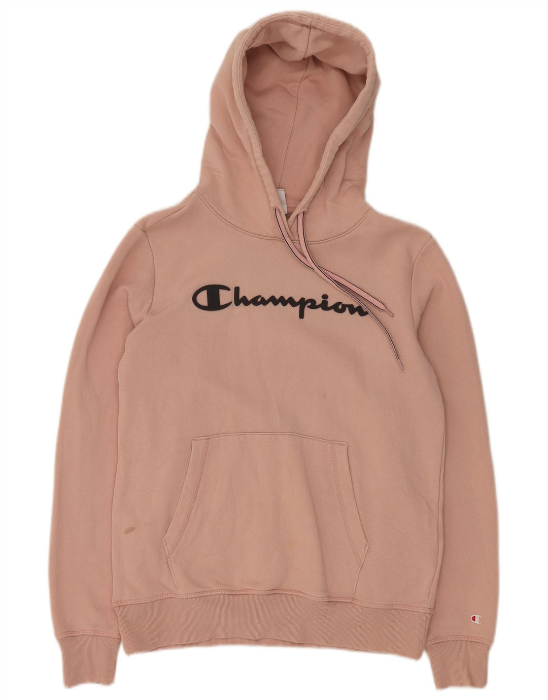 CHAMPION Womens Graphic Hoodie Jumper UK 16 Large Pink Cotton