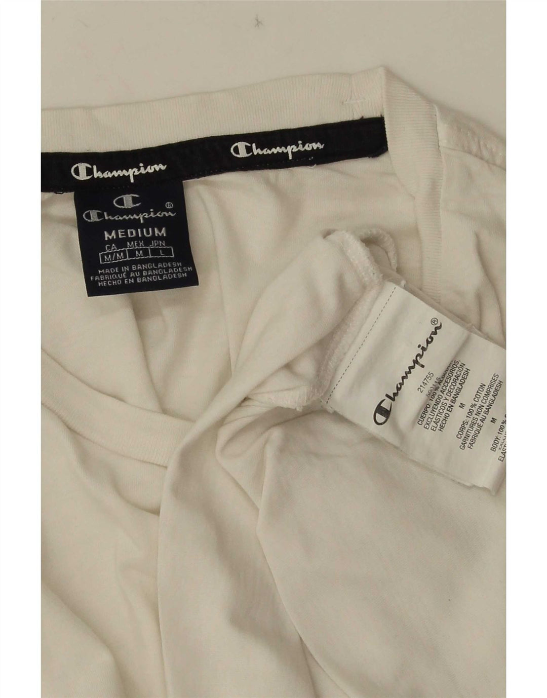 Champion Mens T-Shirt Top Medium White Cotton