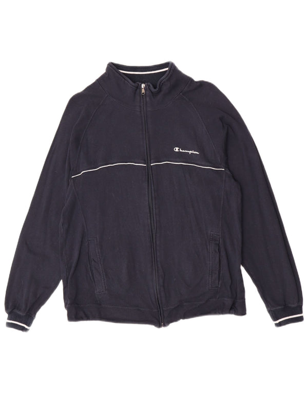 Champion Mens Tracksuit Top Jacket Small Navy Blue Cotton Sports