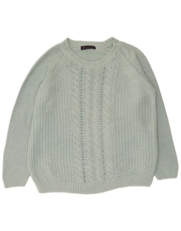 Marks & Spencer Womens Boat Neck Jumper Sweater UK 14 Large Green Cotton