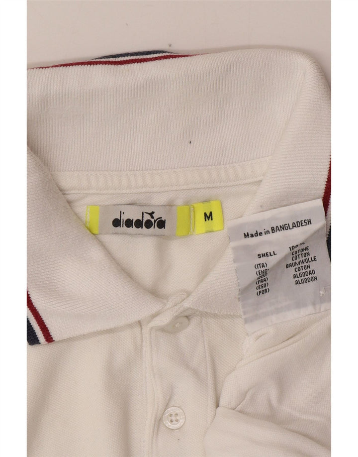 DIADORA Mens Polo Shirt Medium White Cotton