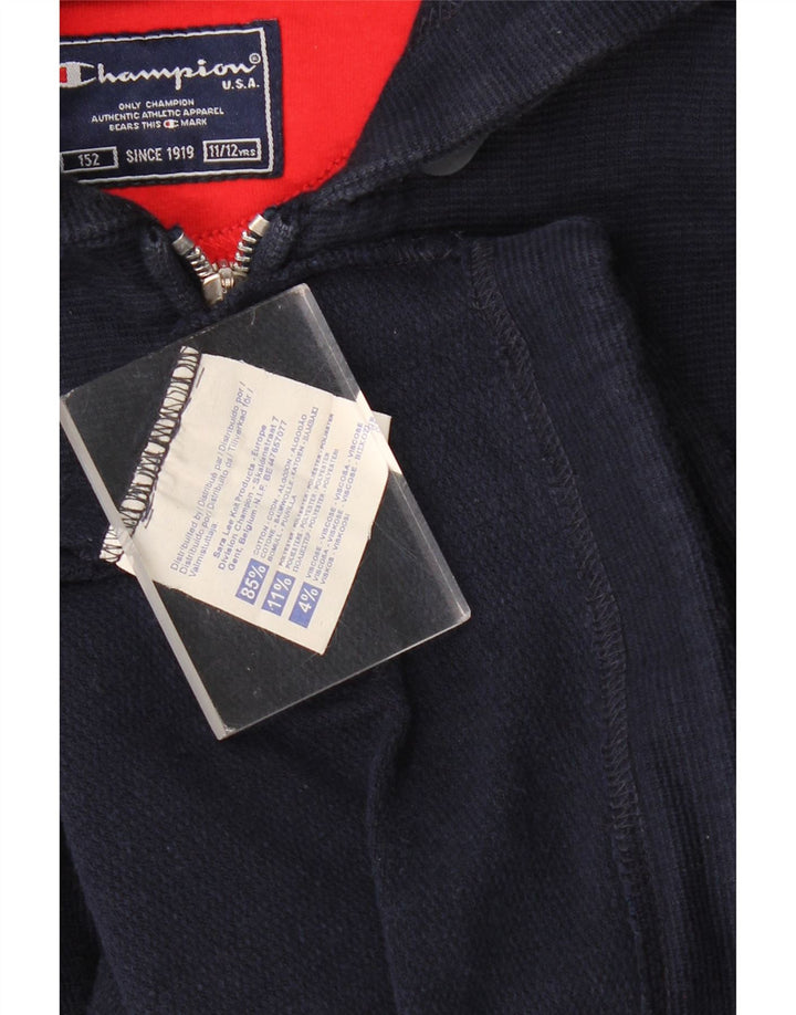 CHAMPION Boys Zip Hoodie Sweater 11-12 Years Navy Blue Cotton