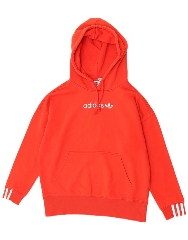 Adidas Womens Graphic Oversized Hoodie Jumper UK 8 Small Red Cotton