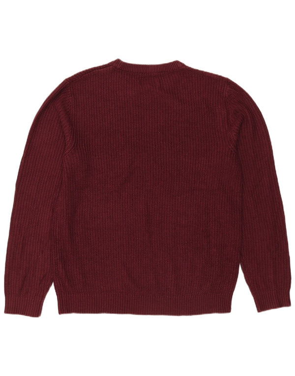 Jack & Jones Mens Crew Neck Jumper Sweater Medium Burgundy Acrylic