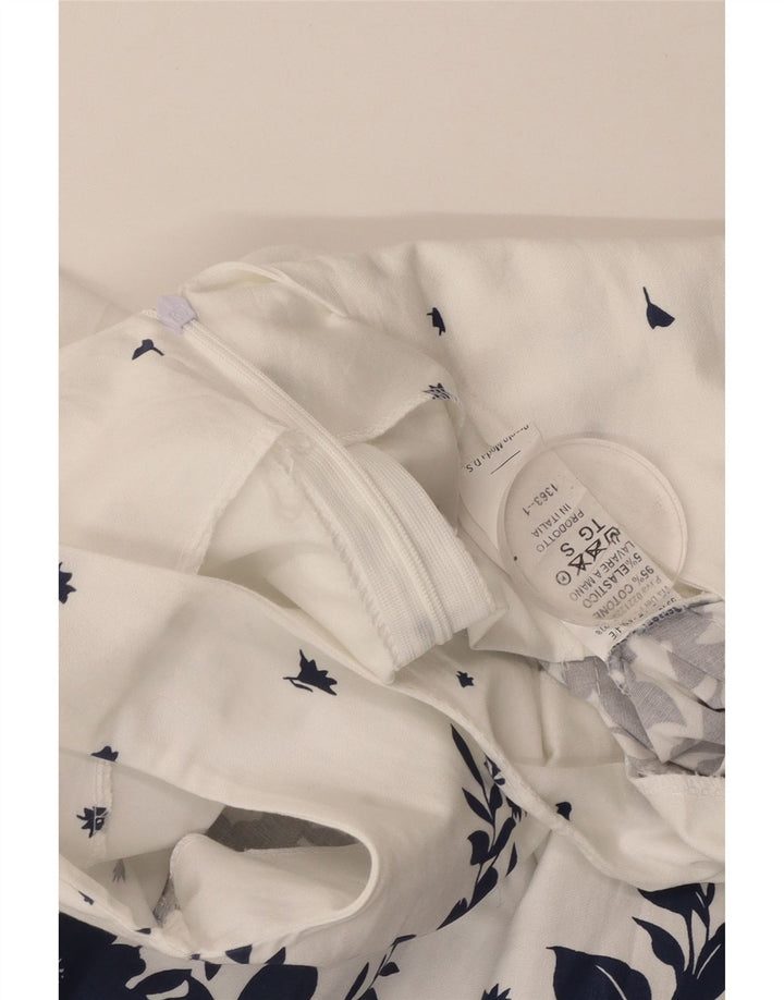 VINTAGE Womens Sleeveless A-Line Dress UK 8 Small White Floral Cotton