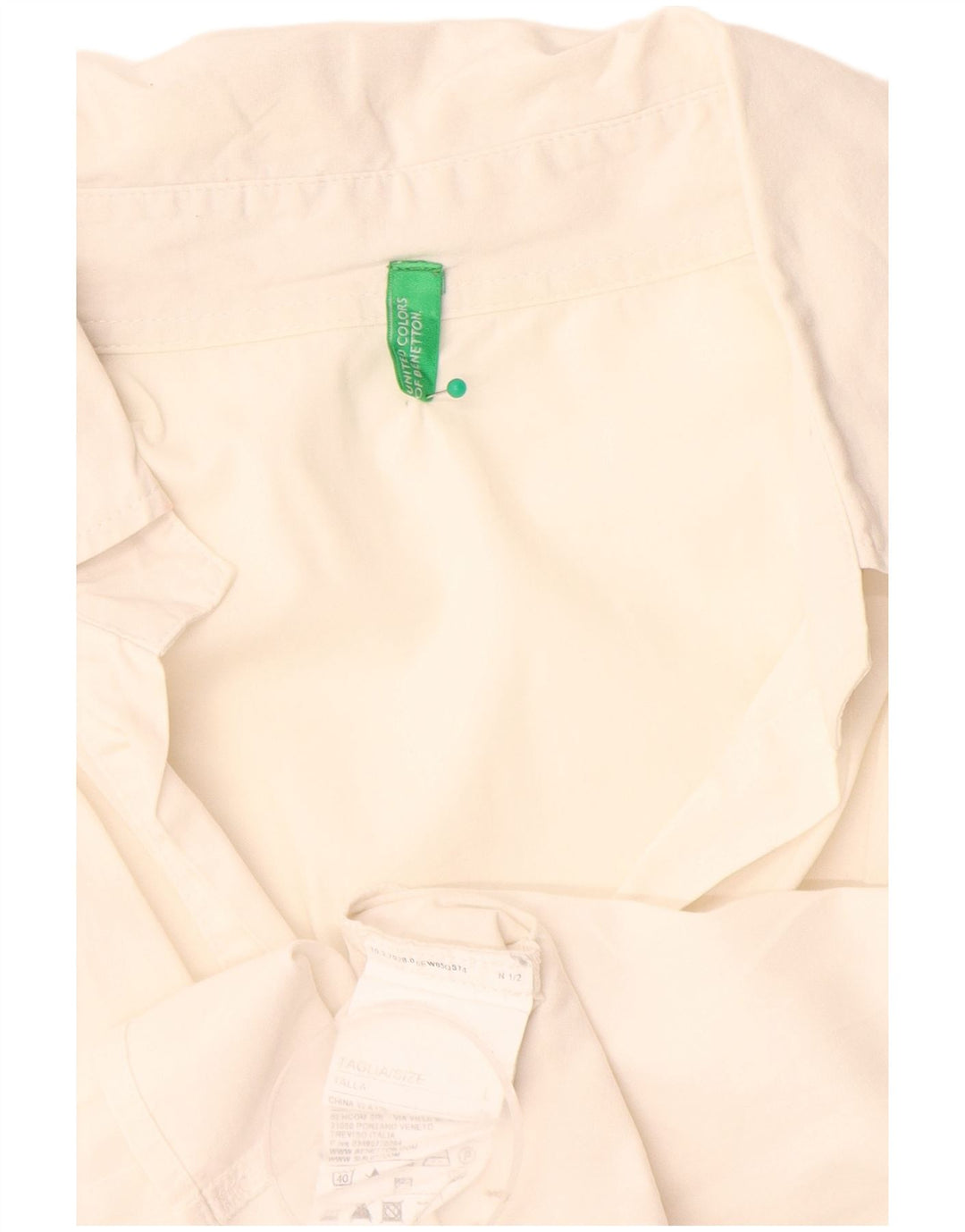 Benetton Womens Pullover Shirt UK 16 Large Off White Cotton