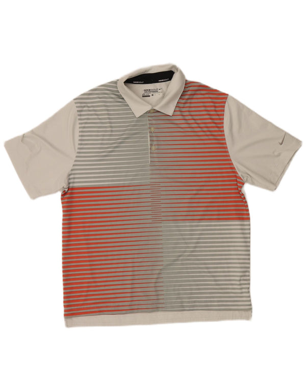 Nike Mens Dri Fit Polo Shirt Medium Grey Striped