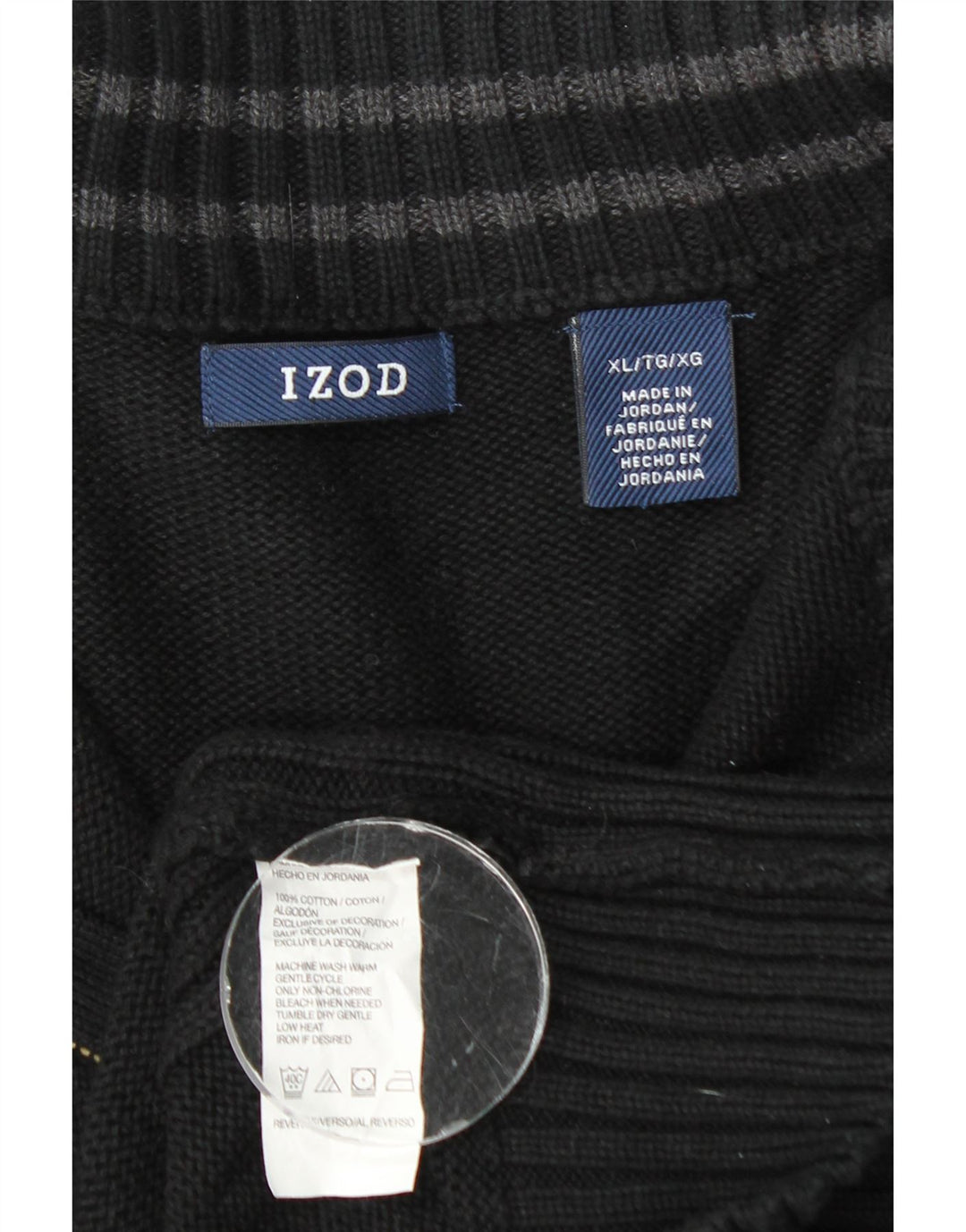 Izod Mens Zip Neck Jumper Sweater XL Black Cotton