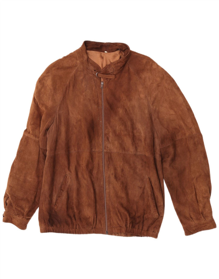 Vintage Mens Suede Jacket IT 54 2XL Brown