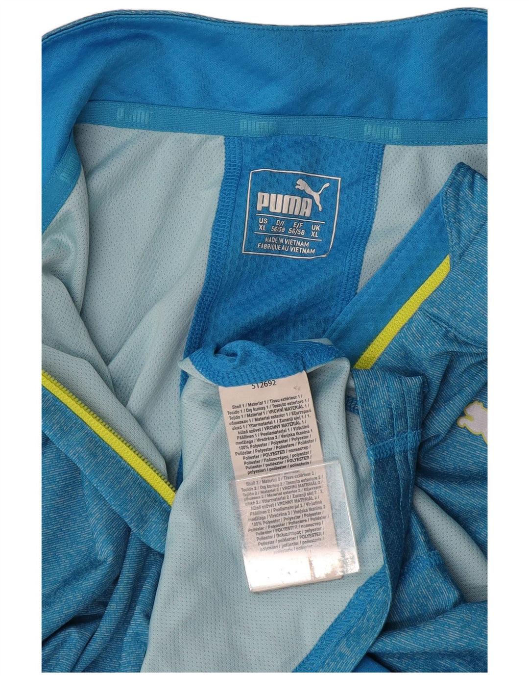 PUMA Mens Zip Neck Pullover Tracksuit Top XL Blue Polyester