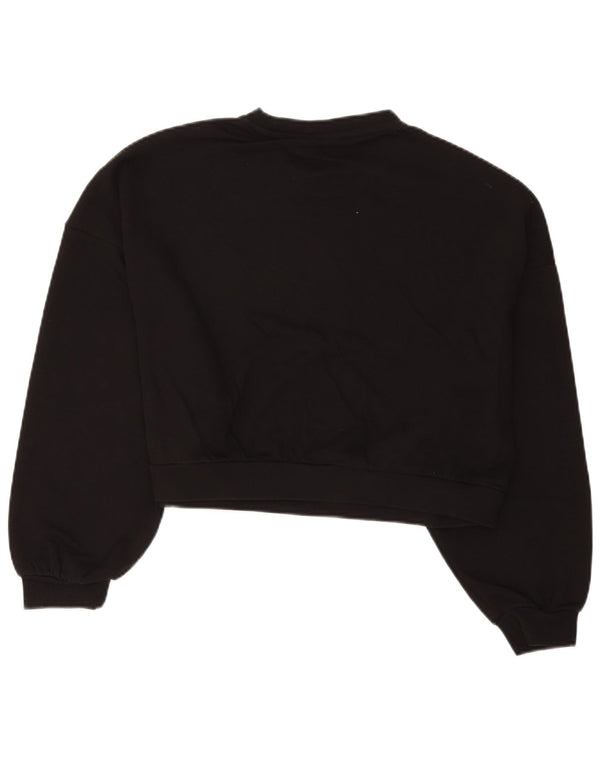 Ellesse Womens Crop Graphic Oversized Sweatshirt Jumper UK 14 Medium Black