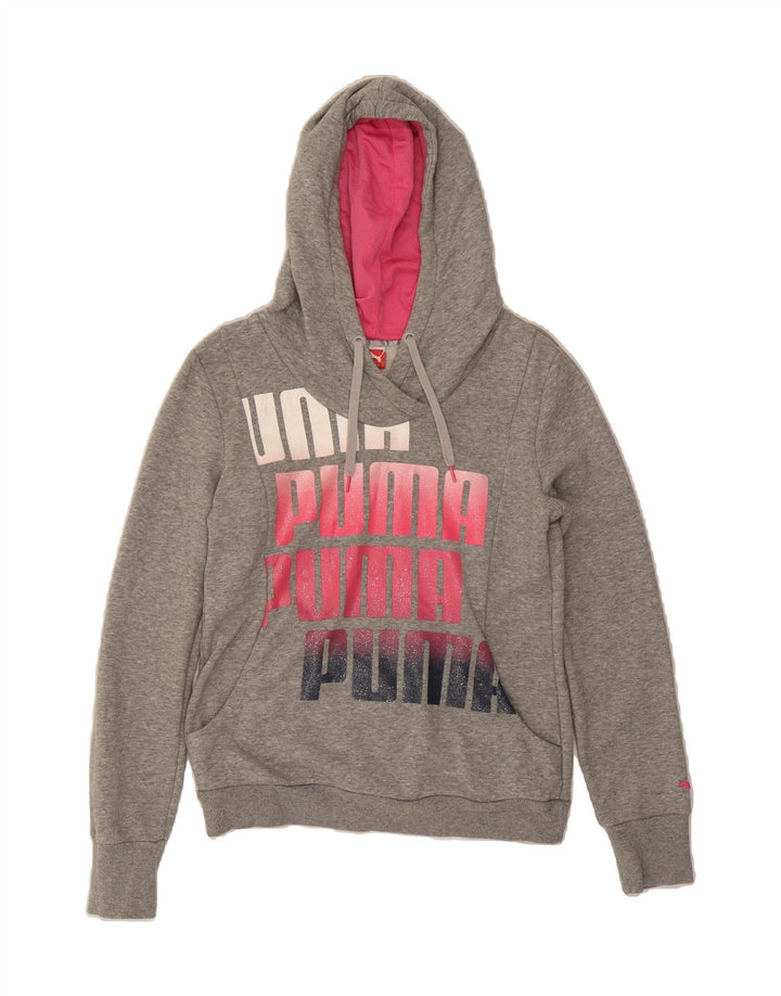 PUMA Womens Graphic Hoodie Jumper UK 12 Medium  Grey Vintage Puma and Second-Hand Puma from Messina Hembry 