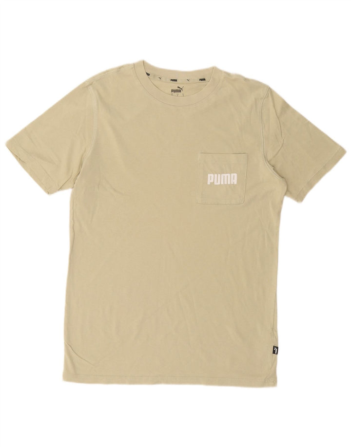 PUMA Mens Graphic T-Shirt Top Small Khaki Cotton