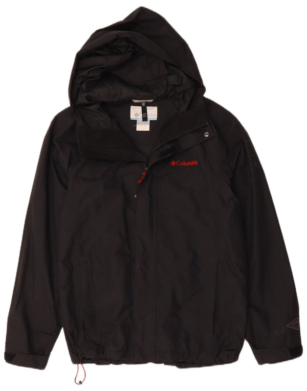Columbia Mens Omni-Tech Hooded Windbreaker Jacket UK 36 Small Black Nylon