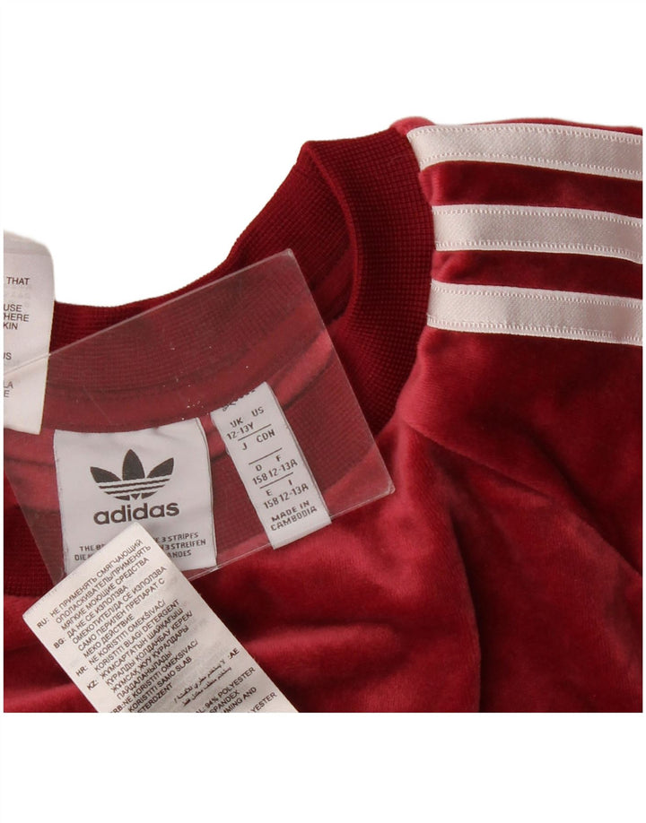 Adidas Girls Loose Fit Sweatshirt Jumper 12-13 Years Burgundy Polyester